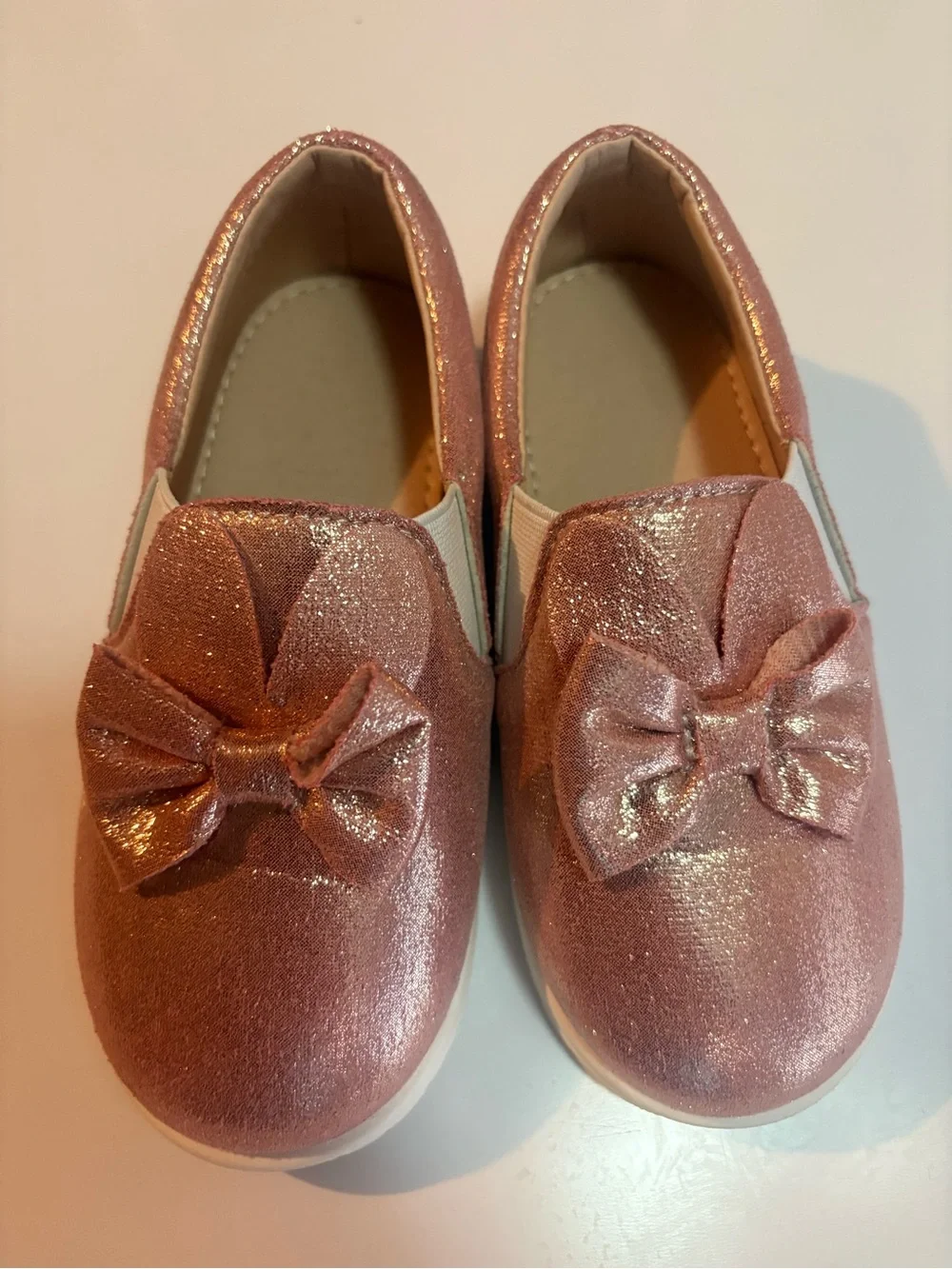 Girls Rose Gold Glitter Slip On Sneakers Size 27  Shoes Kids Toddler US 10C